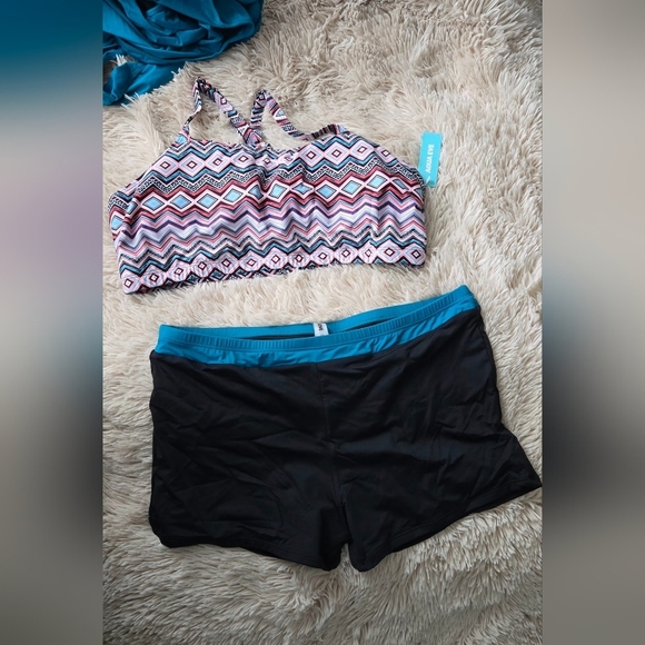 Aqua Eve 3 piece Tankini Swimsuit #1075, 1076 - Picture 2 of 14